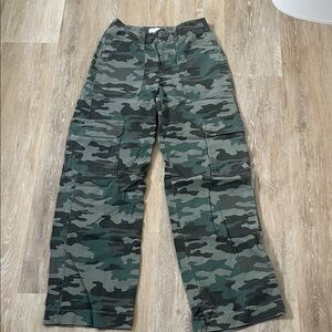High Waisted Camo Print Baggy Cargo  Wide Leg Pants